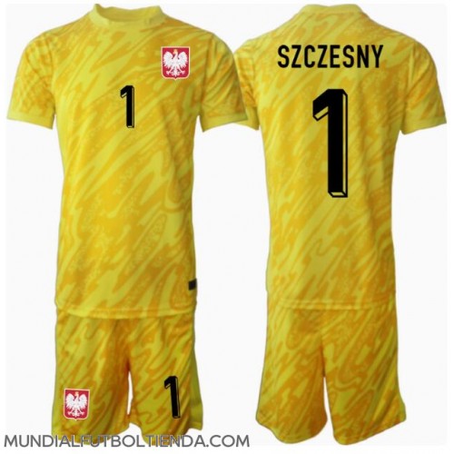 Camiseta Polonia Wojciech Szczesny #1 Portero Primera Equipación Replica Eurocopa 2024 para niños mangas cortas (+ Pantalones cortos)
